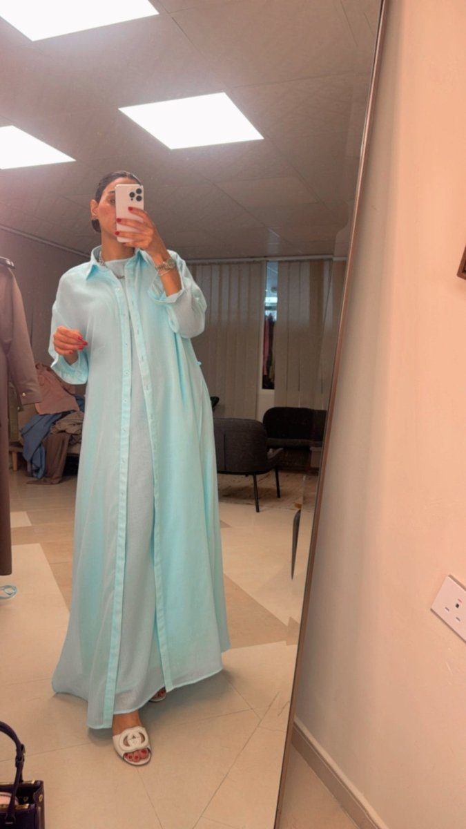 Piece Chambray Set – Tie - Waist Dress with Sleeveless Inner & Overshirt - afroda