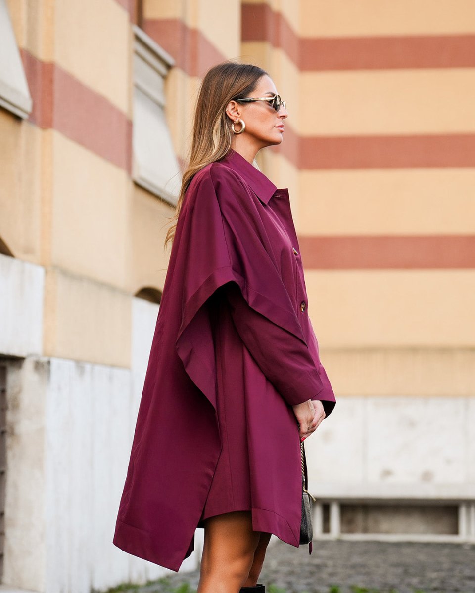 Plum Elegance Cape Coat - afroda