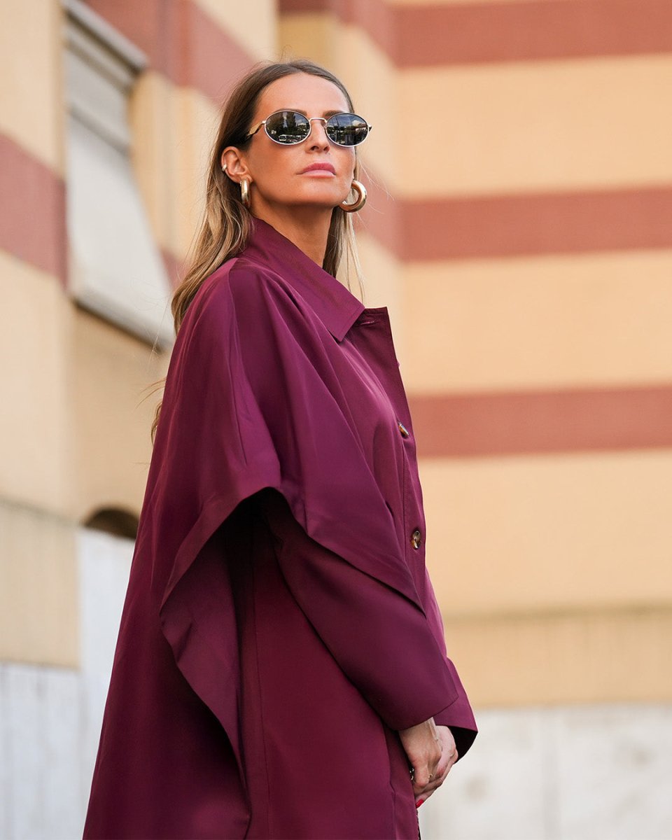 Plum Elegance Cape Coat - afroda