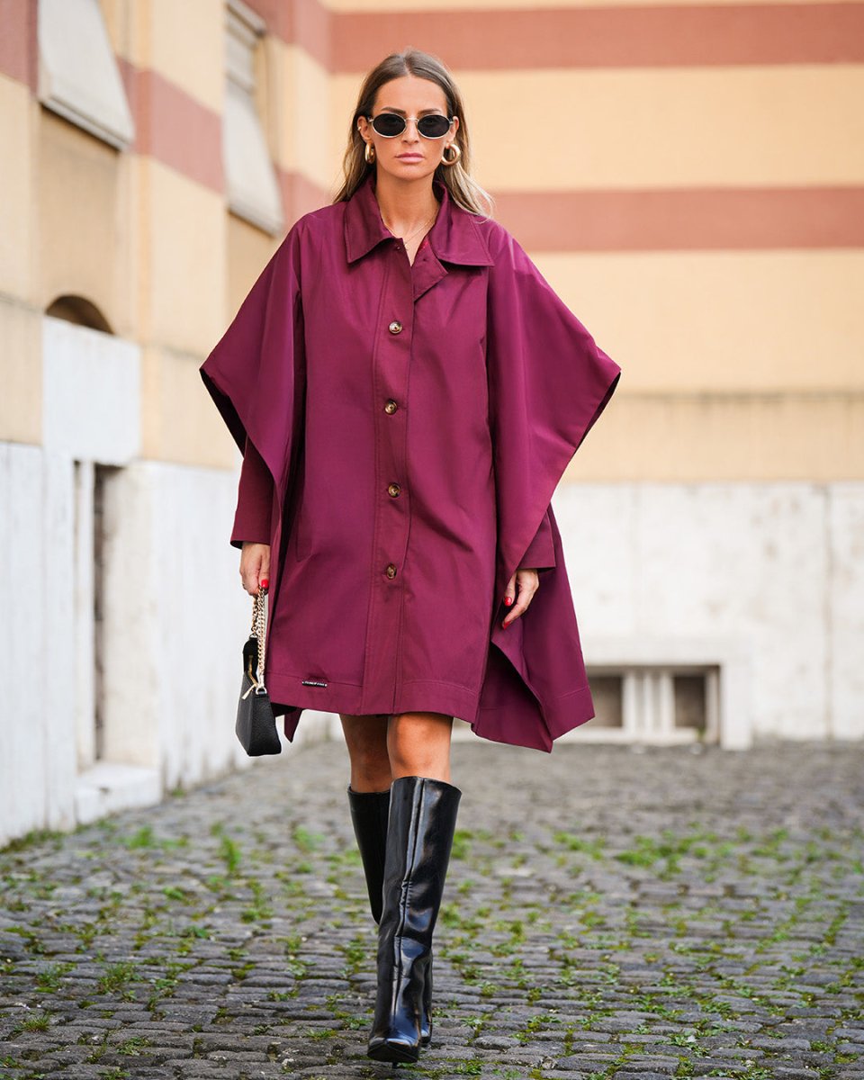 Plum Elegance Cape Coat - afroda