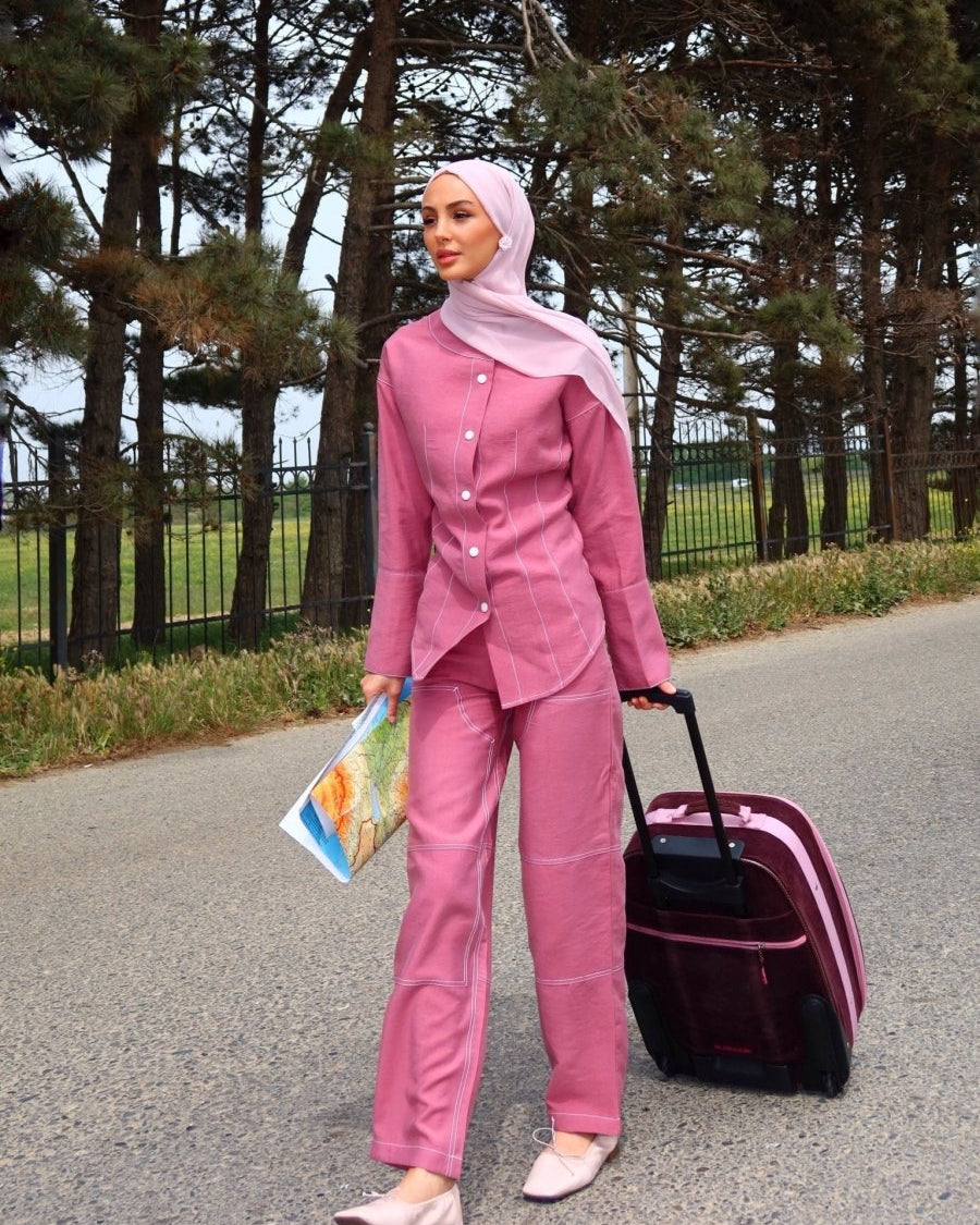 Structured Cotton Amori - Inspired Co - Ord Set - afroda