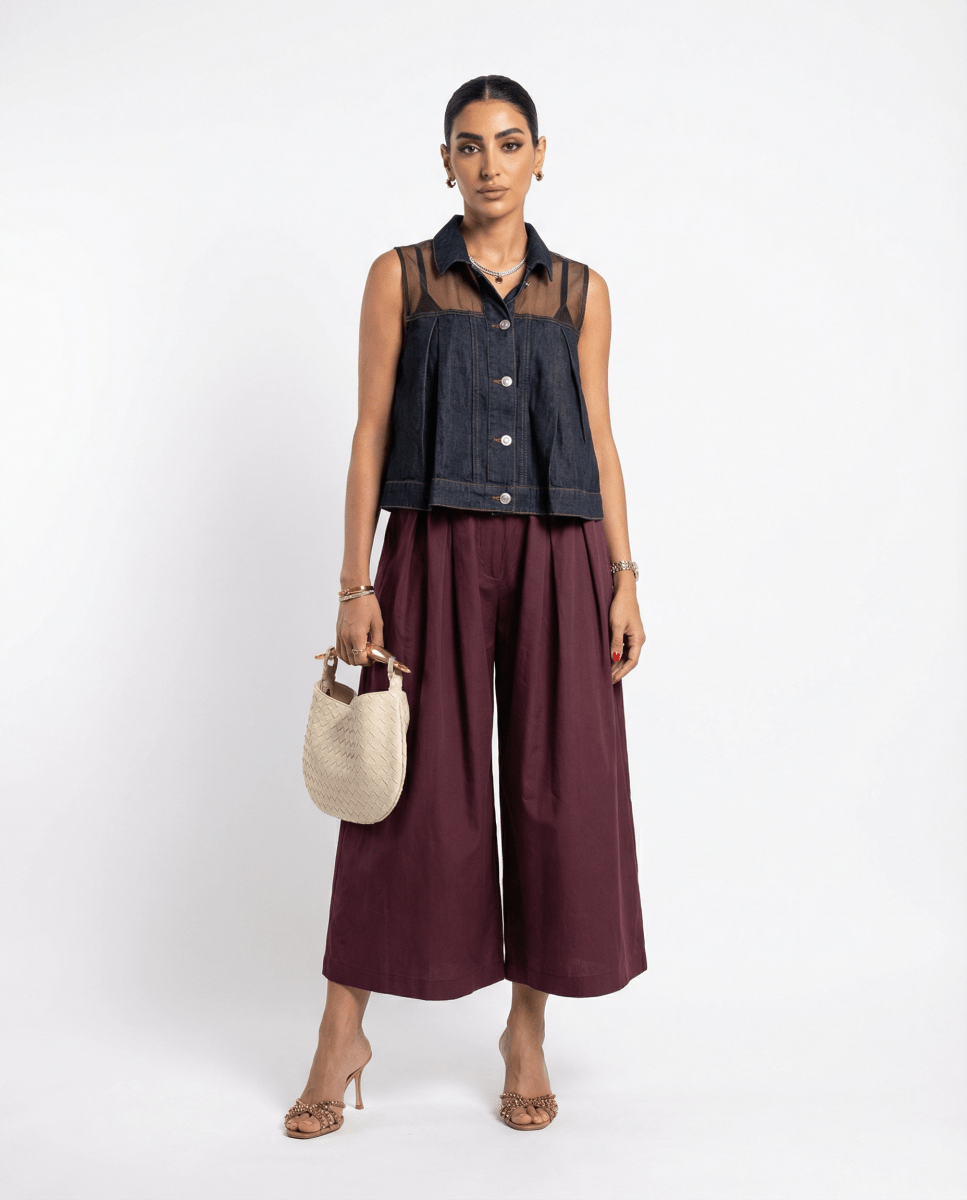 Wine Wide - Leg Palazzo Pants - afroda