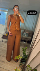 3 - Piece Power Set – Blazer, Vest & Wide - Leg Pants - afroda