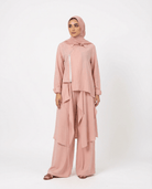 3 - Piece Textured Set – Layered Tunic, Wide Pants & Cropped Jacket - afroda