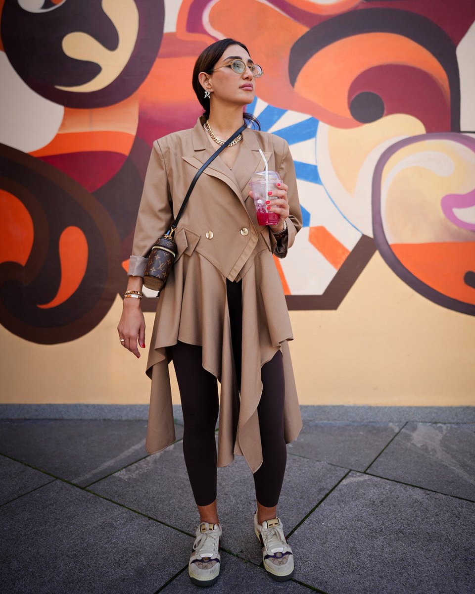 Camel Flow Trench Jacket - afroda