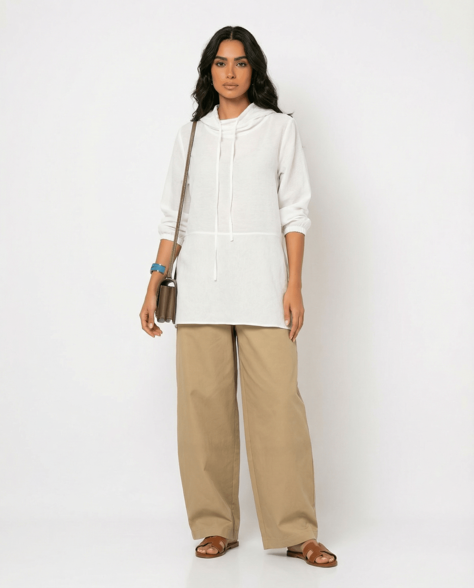 Casual Hooded Blouse & Wide - Leg Pants Set - afroda