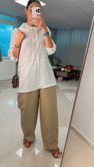 Casual Hooded Blouse & Wide - Leg Pants Set - afroda