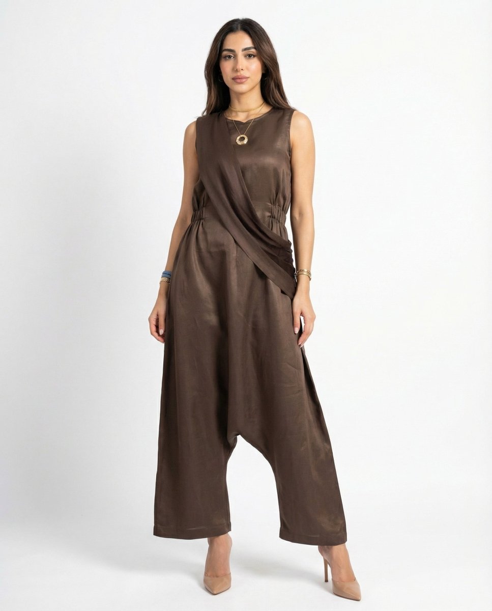 Draped Sleeveless Jumpsuit - afroda