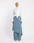 Layered Pinstripe Skirt - Pants Set with Asymmetrical Shirt - afroda