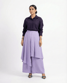 Layered Skirt - Pants Set with Classic Shirt - afroda