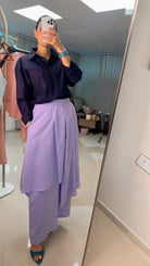 Layered Skirt - Pants Set with Classic Shirt - afroda