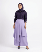 Layered Skirt - Pants Set with Classic Shirt - afroda