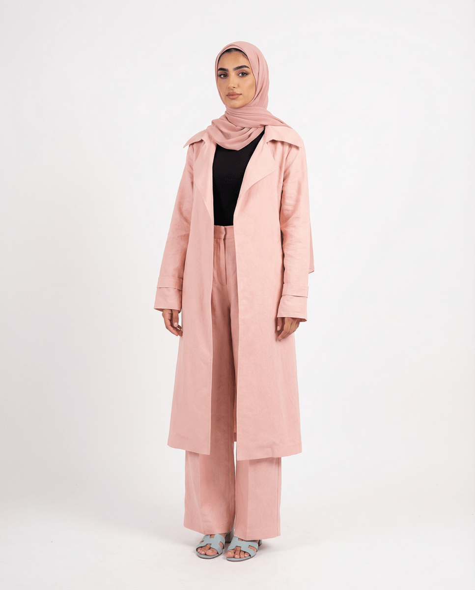 Linen Summer Trench Coat - afroda