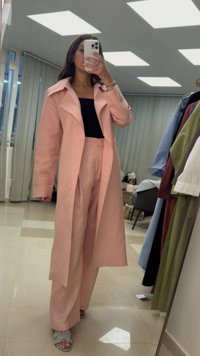 Linen Summer Trench Coat - afroda