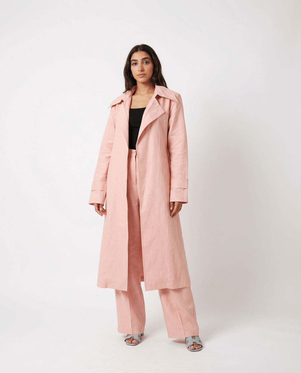Linen Summer Trench Coat - afroda