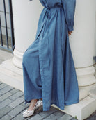 Piece Chambray Set – Tie - Waist Dress with Sleeveless Inner & Overshirt - afroda