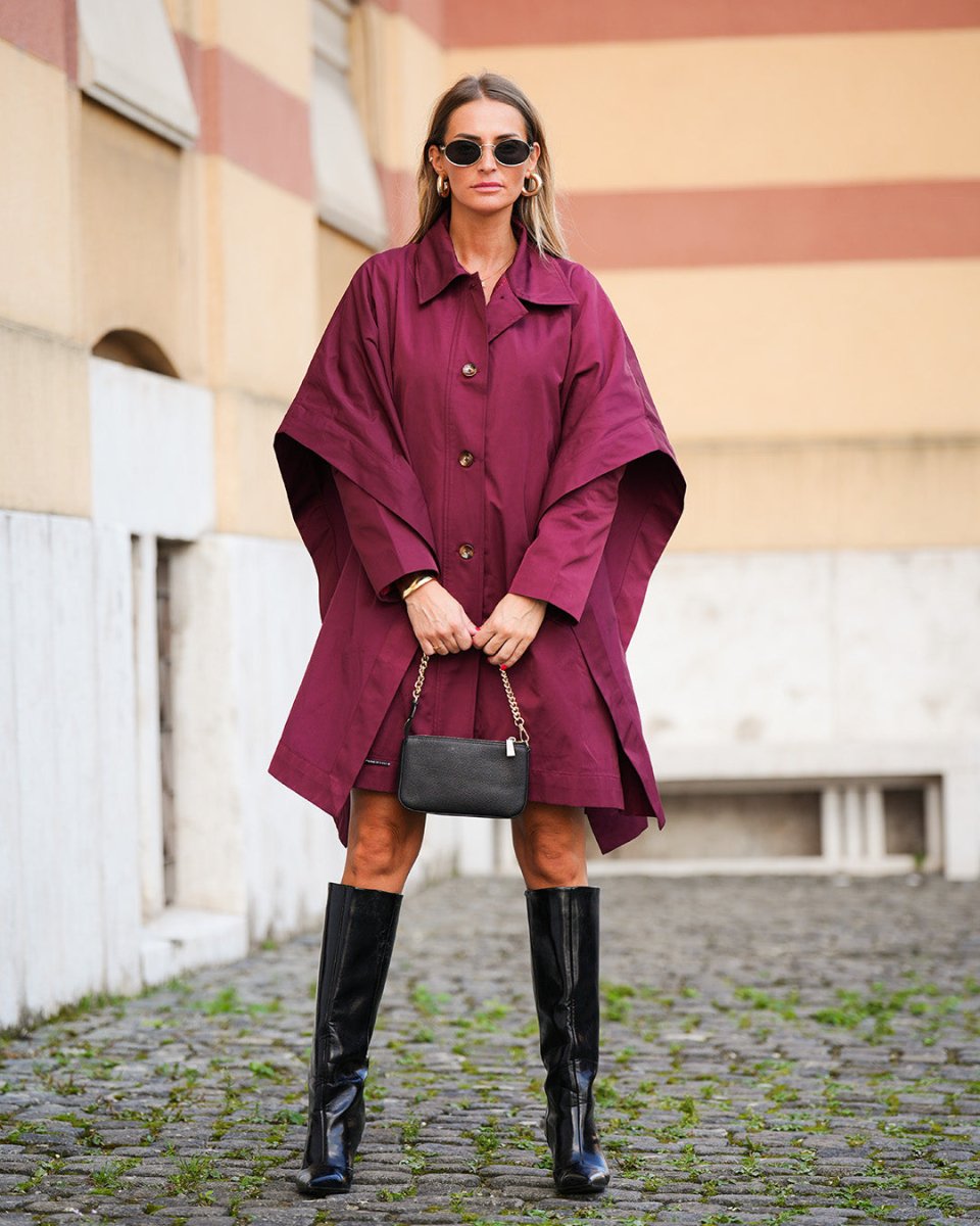 Plum Elegance Cape Coat - afroda
