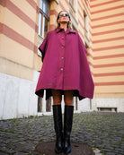 Plum Elegance Cape Coat - afroda