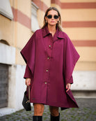 Plum Elegance Cape Coat - afroda