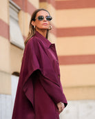 Plum Elegance Cape Coat - afroda