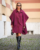 Plum Elegance Cape Coat - afroda