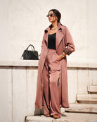 Rosewood Satin Trench Set - afroda