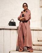 Rosewood Satin Trench Set - afroda