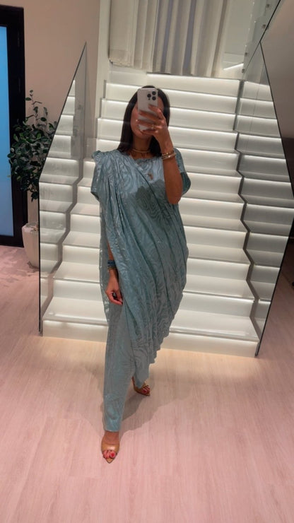 Silk Touch Draped Kaftan - afroda