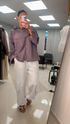 Striped Hooded Shirt & Linen Cargo Pants Set - afroda