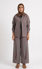 Striped Two-Piece Set with Relaxed Shirt & Wide Pants - Afroda