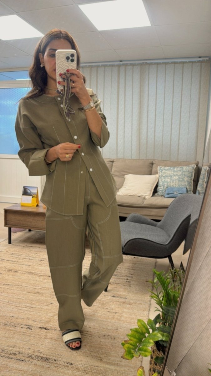 Structured Cotton Amori - Inspired Co - Ord Set - afroda