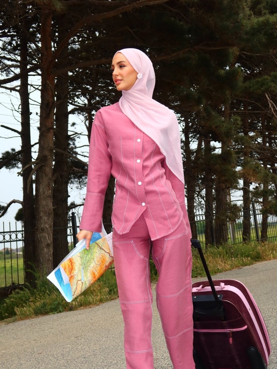 Structured Cotton Amori - Inspired Co - Ord Set - afroda