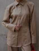 Tailored Satin Set – Sculpted Shirt & Slit Pants - afroda