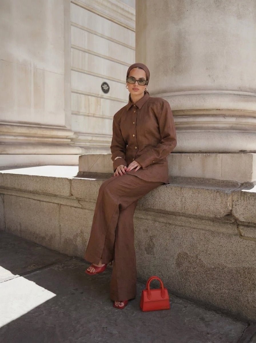 Tailored Satin Set – Sculpted Shirt & Slit Pants - Afroda