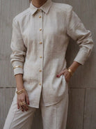 Tailored Satin Set – Sculpted Shirt & Slit Pants - Afroda