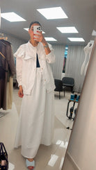 Two - Piece Maxi Linen Set with Ruffle Detail - afroda