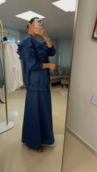 Two - Piece Maxi Linen Set with Ruffle Detail - afroda