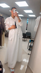 Two - Piece Maxi Linen Set with Ruffle Detail - afroda